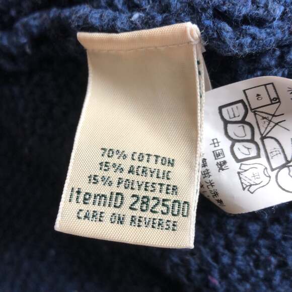 L.L Bean Blue Speckled Chunky Knit shawl collar open front Cardigan size small - Picture 12 of 12